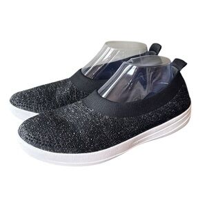 FitFlop‎ Uberknit Black Crystals Slip On Sneakers Size 10